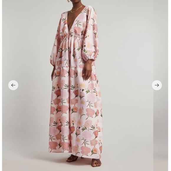 Bernadette Peony-Print Balloon-Sleeve Maxi Dress - Picture 1 of 6
